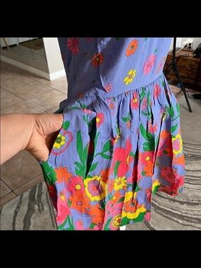 Blue womens  Mister Zimi Floral Pocket Dress - Bright Multicolor Print brand new